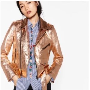 Zara metallic leather jacket